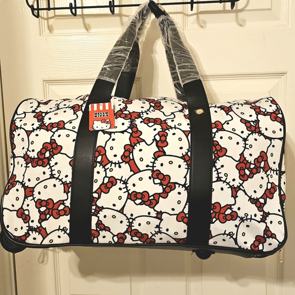 Hello Kitty | Bags | Hello Kitty Rolling Duffle Bag Travel Luggage With Wheels And Pull Handle ...